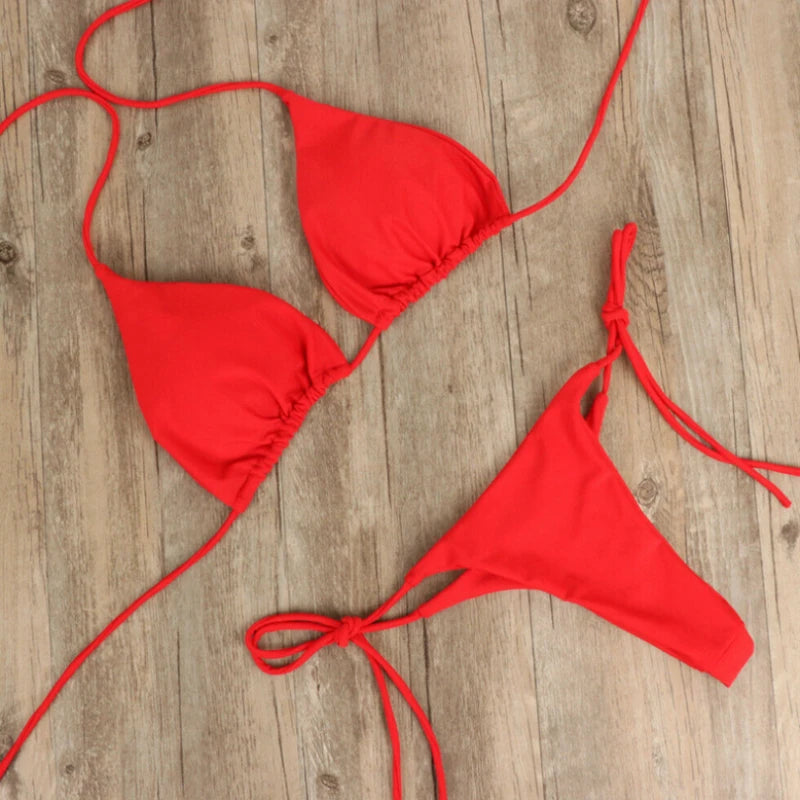 Summer Bikini Set for Women - Push-Up Padded Bra & Thong Two-Piece Swimwear