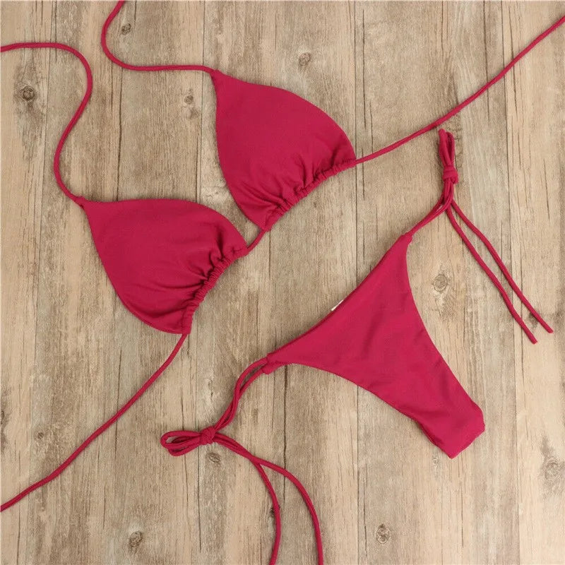 Summer Bikini Set for Women - Push-Up Padded Bra & Thong Two-Piece Swimwear