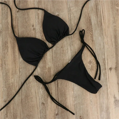 Summer Bikini Set for Women - Push-Up Padded Bra & Thong Two-Piece Swimwear
