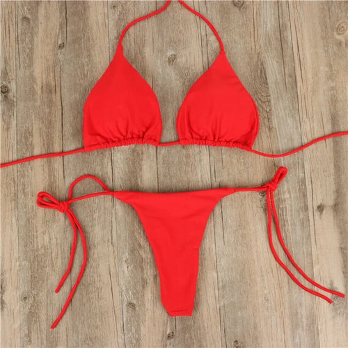 Summer Bikini Set for Women - Push-Up Padded Bra & Thong Two-Piece Swimwear