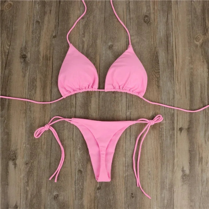 Summer Bikini Set for Women - Push-Up Padded Bra & Thong Two-Piece Swimwear