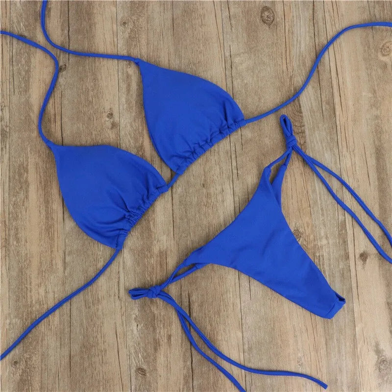Summer Bikini Set for Women - Push-Up Padded Bra & Thong Two-Piece Swimwear
